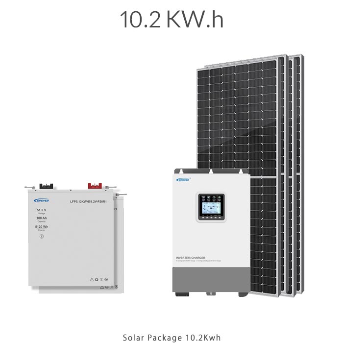 پکیج برق خورشیدی 10Kw.h با تامین 8.2Kw.h انرژی و عمر بالا
